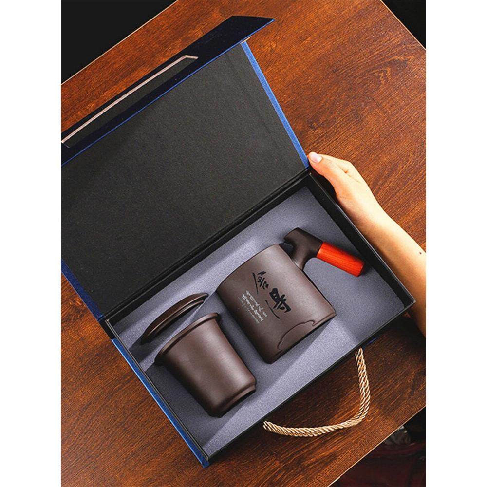 紫砂茶杯个人专用泡茶杯陶瓷家用办公室茶水分离马克杯大容量水杯