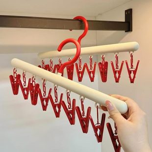 塑料无痕家用衣架衣一字内衣颜值型夹带晾衣架高夹子多功能袜子夹