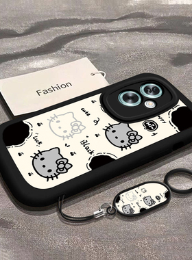 适用OPPOA2手机壳A2pro可爱A2X新款A2M硅胶A8全包防摔F9卡通F11防滑A83/T男女F19pro+时尚网红外壳黑色KT猫