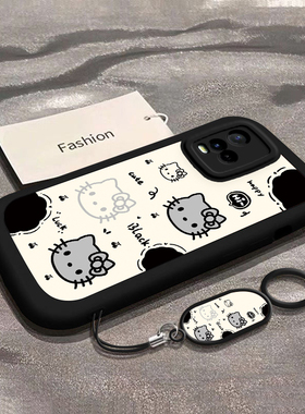 适用vivoY32/T手机壳Y33s硅胶Y33e全包Y33T防摔Y35+爆款Y35m/+网红时尚Y36/S/T/I/M创意Y36C外壳卡通黑色KT猫