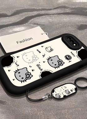 适用荣耀10手机壳10i硅胶V10全包X10X10max防摔note10新款爆款X8防滑9X/pro网红畅玩9A男女新年卡通黑色KT猫