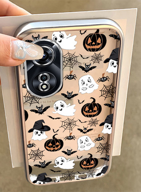 适用OPPOA7N手机壳A8电镀A9全包A72防摔A73T网红A79KT时尚A83T创意A91A92SA93S高级A95A9697潮流小众南瓜幽灵