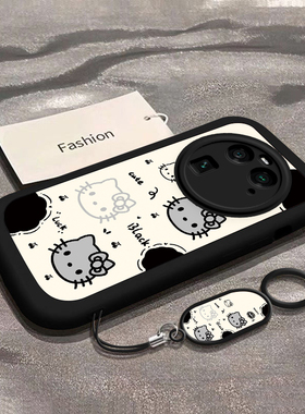 适用OPPOfindX6/X7/X8/X9手机壳pro系列新款全包硅胶X7ultra防摔外壳findX8S+创意plus卡通可爱黑色满屏KT猫