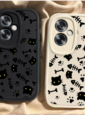 适用OPPOA2手机壳A2pro新款A2X硅胶A2M全包A8防摔A83个性F9防滑F11男女F19pro+通用时尚潮流网红情侣猫咪鱼骨