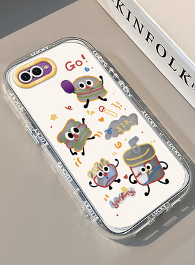 适用OPPOA7X手机壳A72新款硅胶F9全包防摔F11防滑F19pro+个性男女保护套时尚网红创意透明镜面泡芙壳汉堡