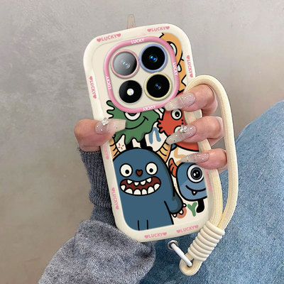 适用红米note12/13/14/15系列手机壳urbo4Pro/3全包rpro防摔turbo新款pro+硅胶t软壳卡通可爱男女泡芙怪兽