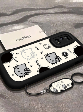 适用真我Q手机壳Q2/Q2i/Q2pro硅胶Q3/Q3i/Q3S/Q3T/Q3pro狂欢版全包防摔男女新年卡通爆款网红外壳黑色KT猫