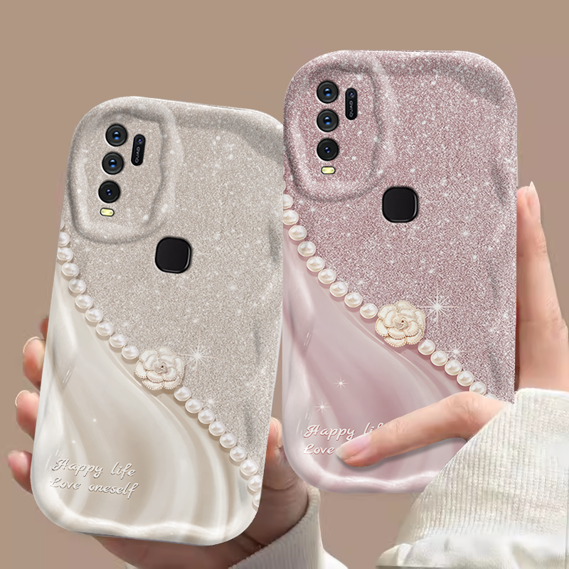 VIVOY50手机壳Y50T新款Y51s奶油纹Y52S全包Y52t防摔Y53S可爱Y53T时尚Y54s高级Y55s甜美风Y55T经典创意珍珠花