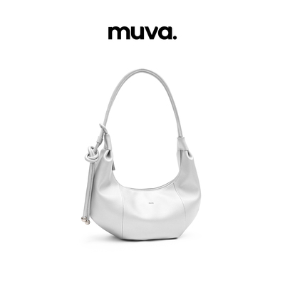 muva.斜挎牛角包真皮原创 可单肩腋下通勤大容量2024年新品