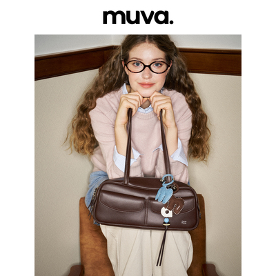 多口袋真皮大容量单肩包