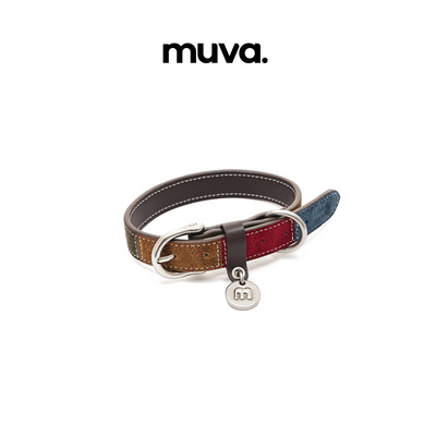 muva.配饰 拼色牛反绒猫咪狗狗真皮宠物项圈高级感装饰2026年新品