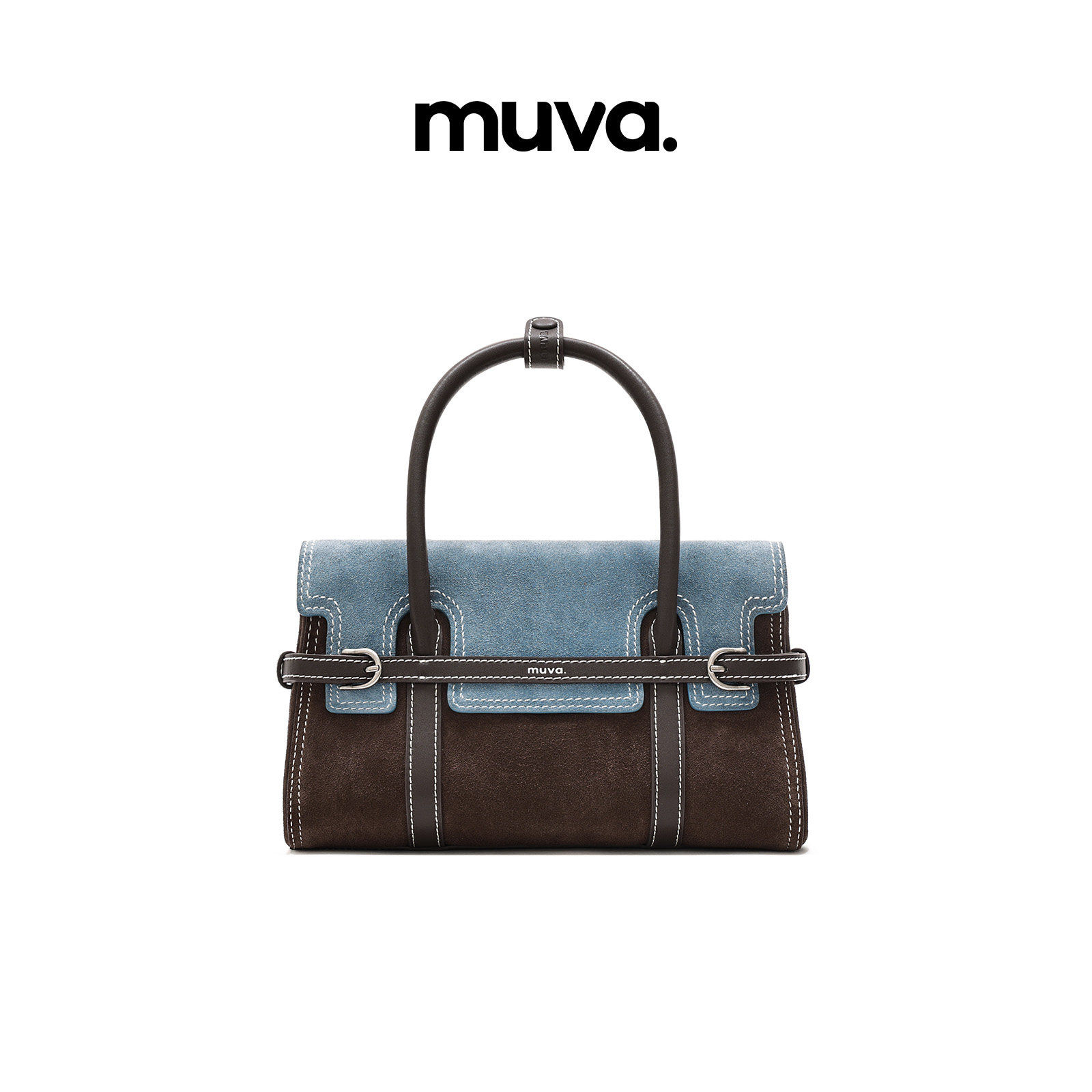 muva.町町包 复古风麂皮拼接手提包小众设计斜挎高级感2025年新品