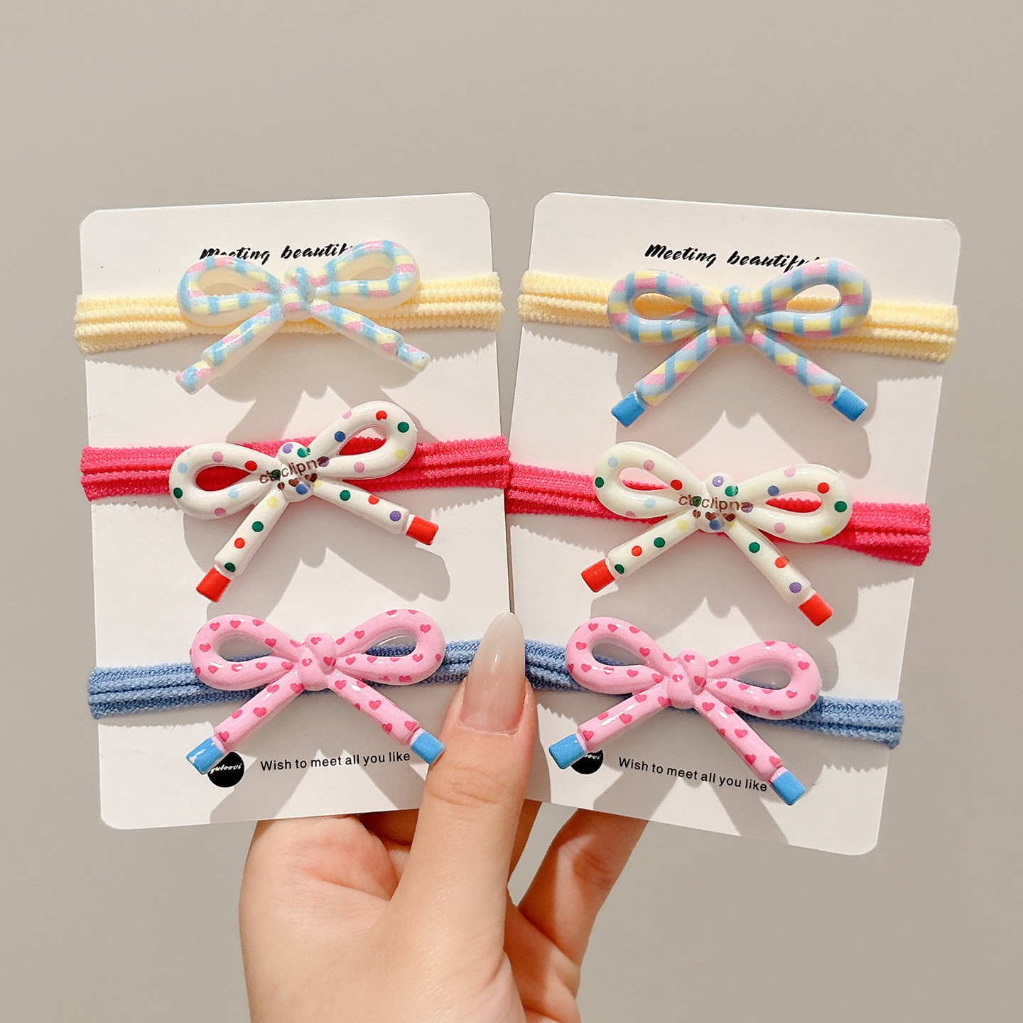 彩色波点蝴蝶结发圈女高弹力橡皮筋扎发头绳少女可爱马尾发绳皮套