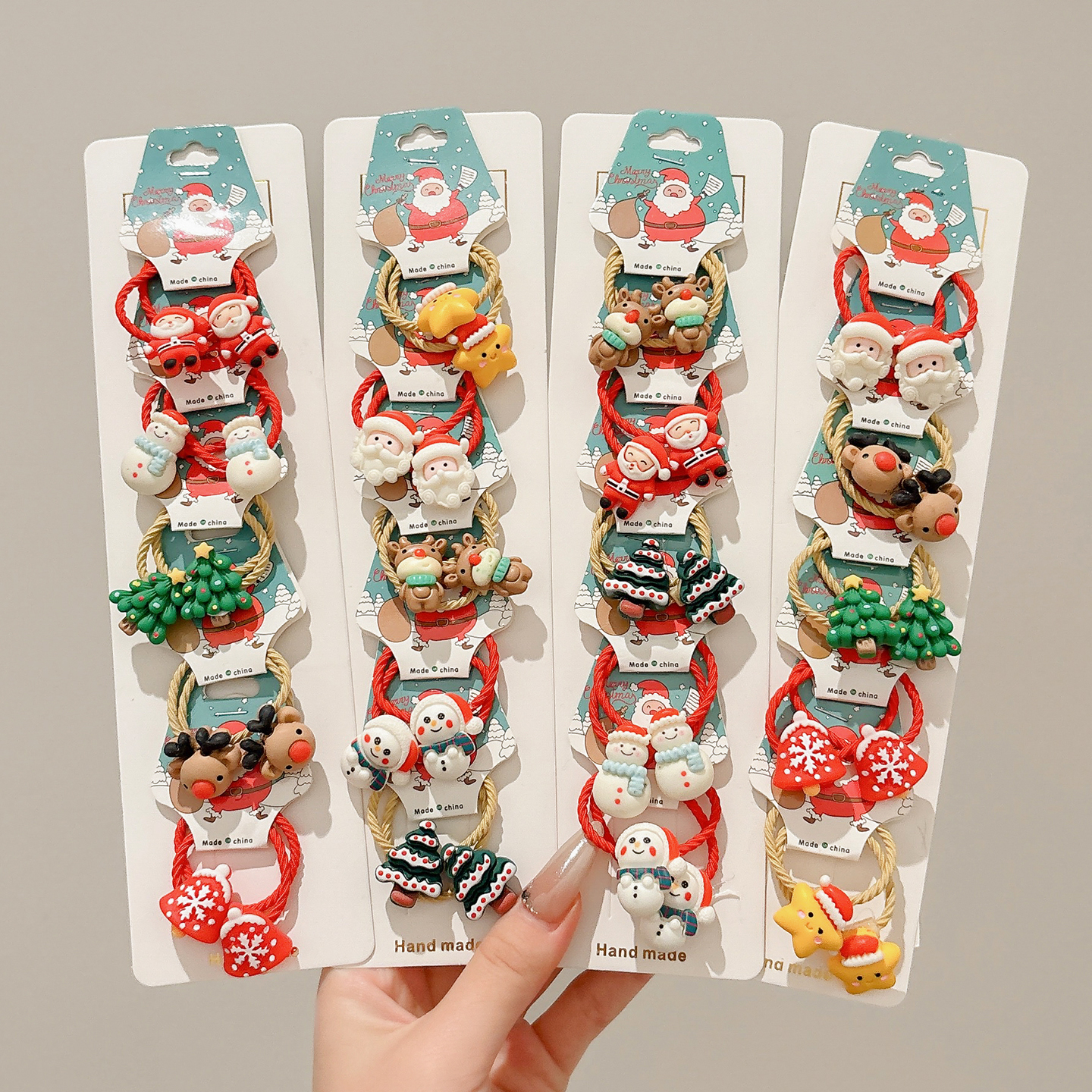 圣诞节小女孩红色发绳可爱卡通头饰圣诞老人不伤发橡皮筋发饰头绳