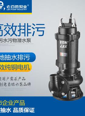 污水泵排污泵抽水机潜水泵大流量高扬程铜线排水泵工程用泵