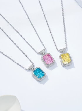 S925纯银冰花切魔法香水瓶项链女