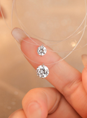 原创透明鱼线S925莫桑石锁骨链