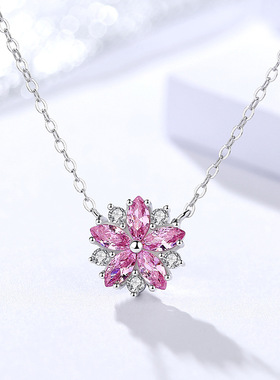 达米拉新款s925纯银锁骨链花项链