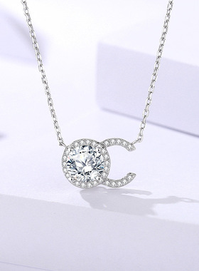 S925莫桑石微镶锆石项链送女友