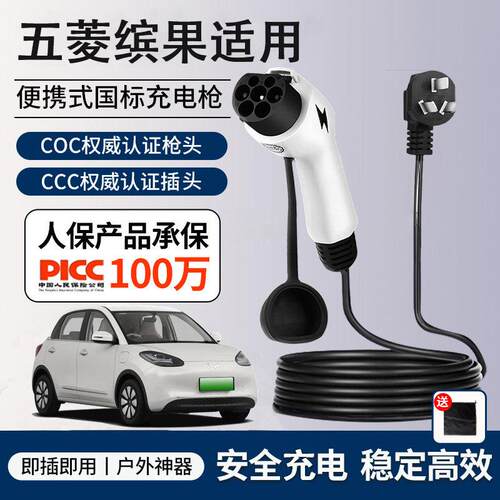 适用五菱缤果充电枪plus随车充星光新能源汽车充电器桩便携式宏光