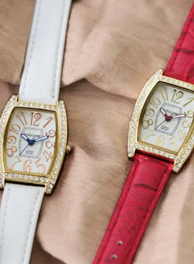 SUNFLAME手表女士镶水钻酒桶形腕表时尚石英小方表轻奢名牌高级感