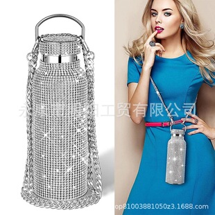 钻石保温杯大王镶钻满钻水杯亚马逊跨境时尚Diamond Vacuum Flask