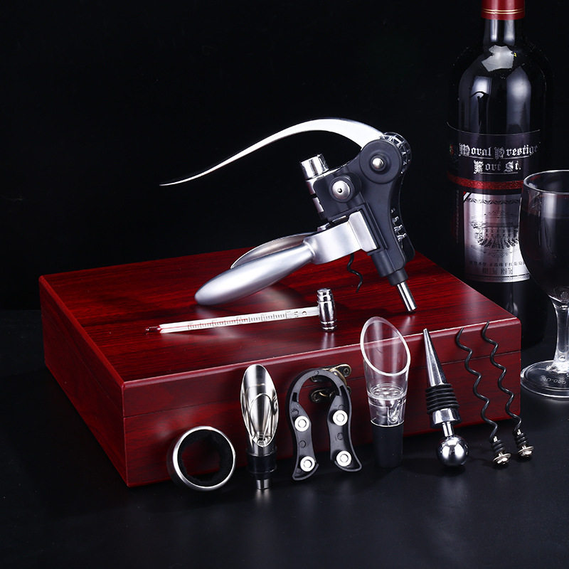 红酒开瓶器礼盒装家用多功能不锈钢倒酒器高档海马刀酒具木盒套装