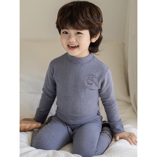 男童秋衣秋裤 冬季 加 线衣套装 全棉纯棉儿童德绒保暖内衣内搭打底衫