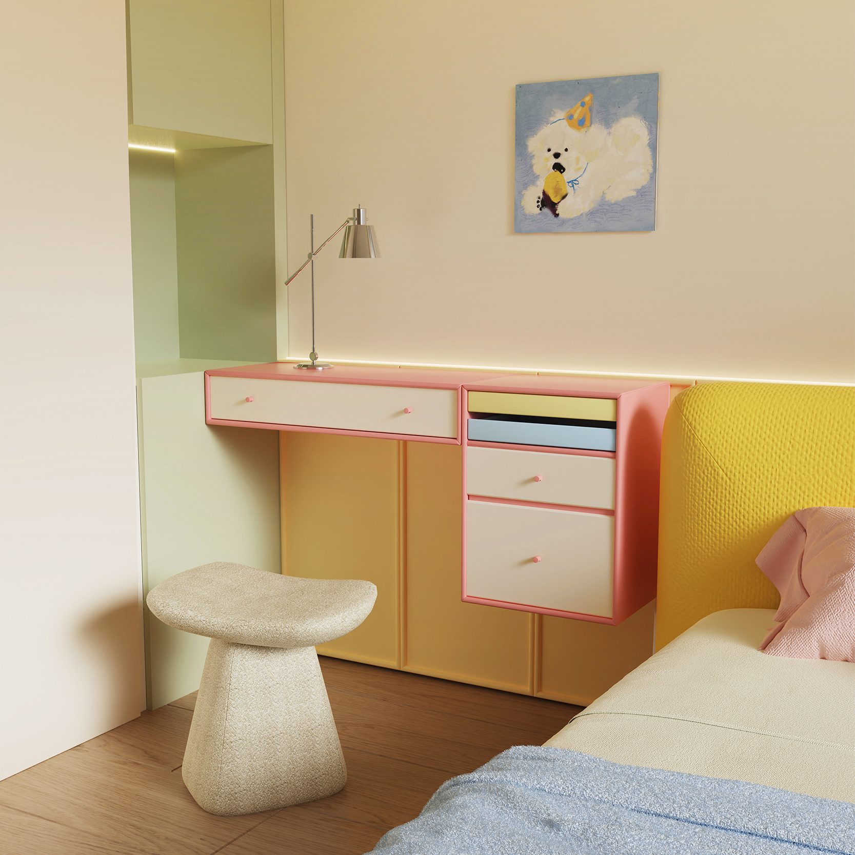 独也/Montana梳妆台多巴胺斗柜北欧奶油风小户型壁挂极简化妆桌