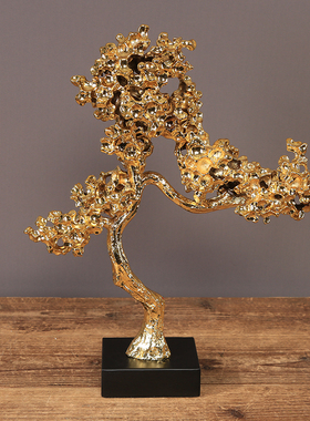 极速厂促新中式创l意p招财发财树金属摆件样板间大堂酒店客厅玄关