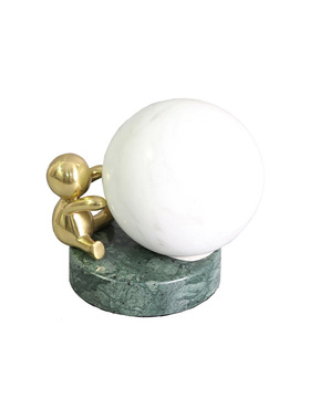 现代简约金属圆形大m理石底座摆件样板房间售楼处客厅装饰软装饰