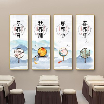 中医馆望闻问切挂画n养生馆四季养生挂墙壁画理疗馆背景墙面装饰