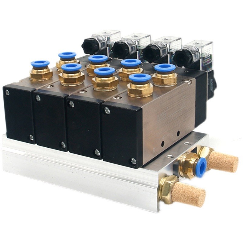 二位五通电磁阀组4V410-15/AC2y20V/DC24V/二三四五十位/配8mm接