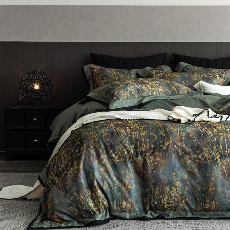 秋冬保暖100支k天丝棉磨毛床单四件套轻奢高端数码田园印花被套床