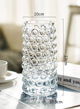 ins北欧透明色玻璃p花瓶泡泡水珠样板间客厅餐桌软装轻奢摆件花器