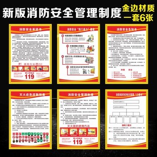 消防控制室安全管理制度牌消防检查制H度火灾应急处理流程处置图