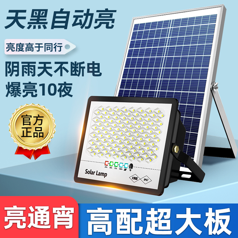太阳能户外灯家用庭院灯2025新款一拖二防水led射灯室外照明路灯