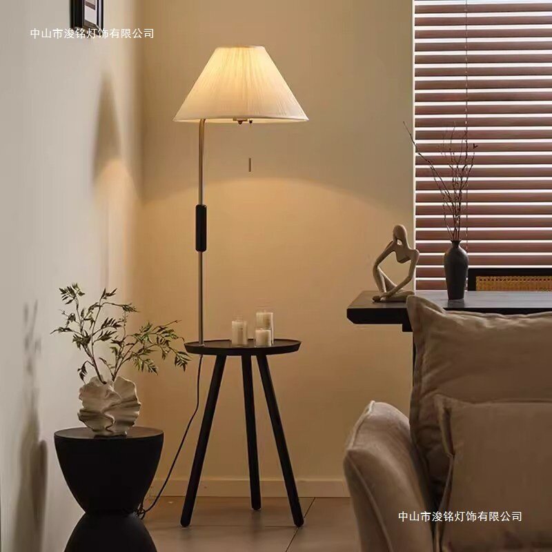 法式中古落地灯客厅沙发旁置物架美式复古卧室氛围感立式台灯