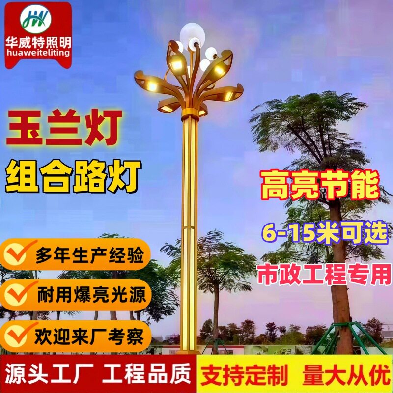 厂家直销LED玉兰灯广场大型景观灯户外市政工程高杆多头中华路灯