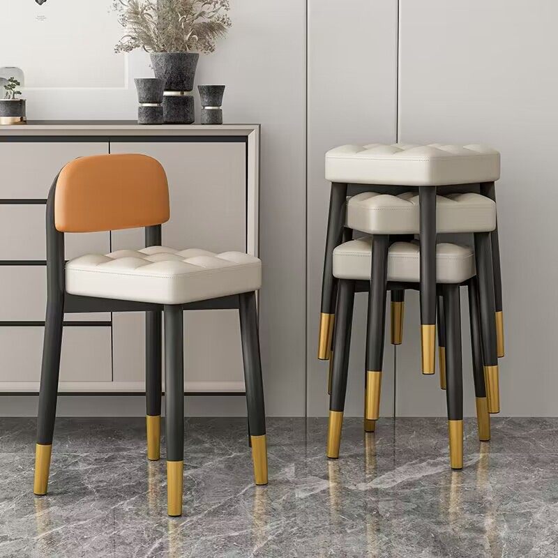 餐桌椅子家用靠背2022新款加厚网红轻奢高级感面包坐垫可叠放凳子