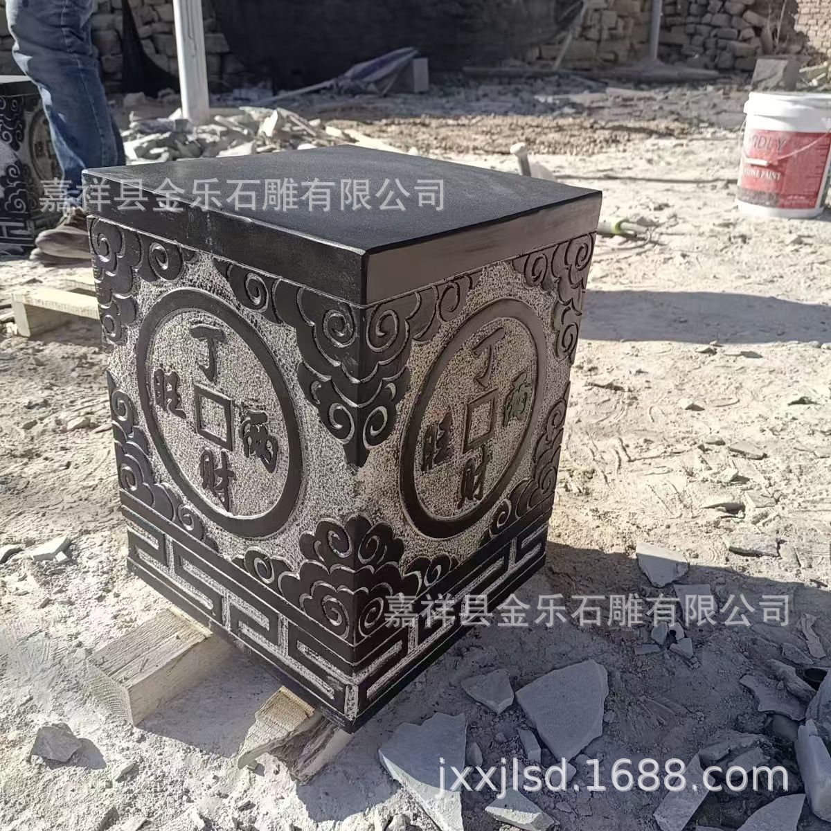 复古方形石柱墩方形柱础石直销园林古建仿古石雕柱脚石方形石墩