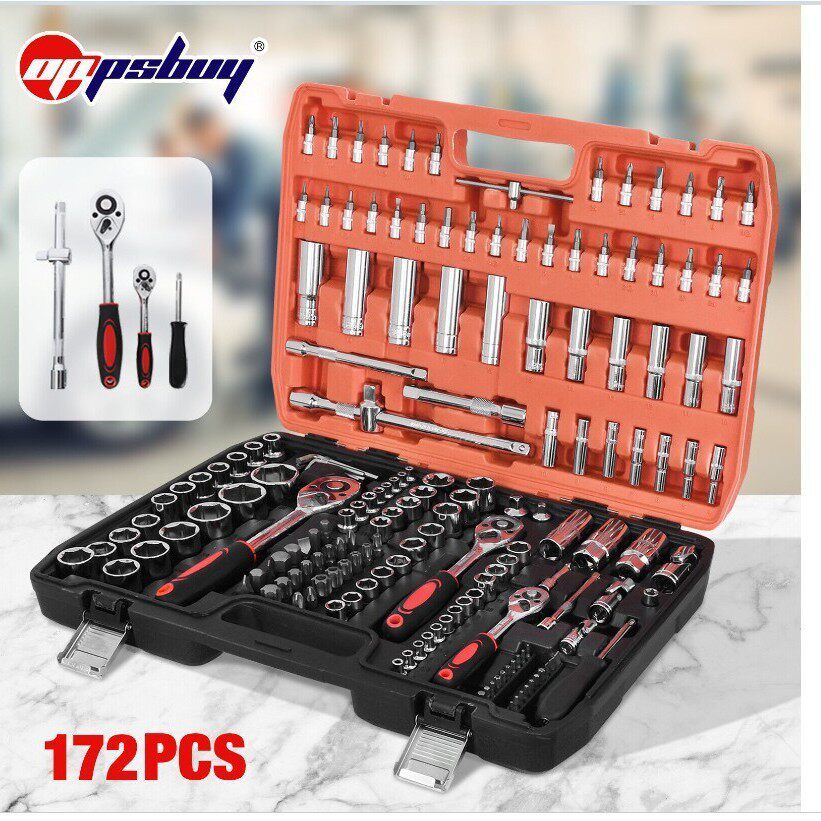 五金工具172件套24齿汽修工具套装汽车维修组套套筒扳手组合工具