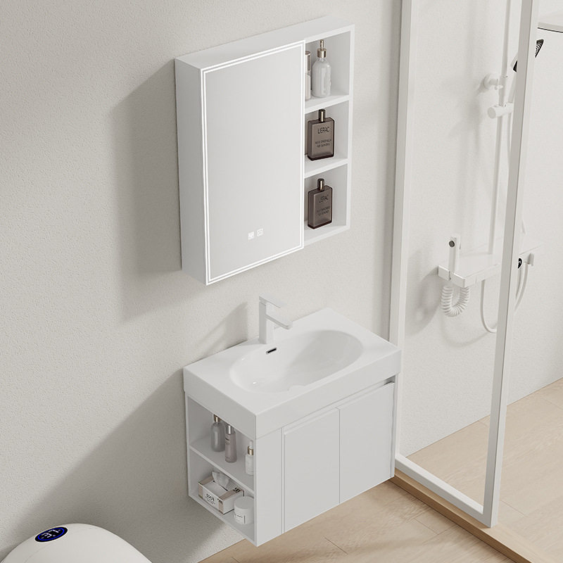 加厚蜂窝太空铝侧边开放收纳小户型浴室柜组合陶瓷洗手洗漱台脸盆