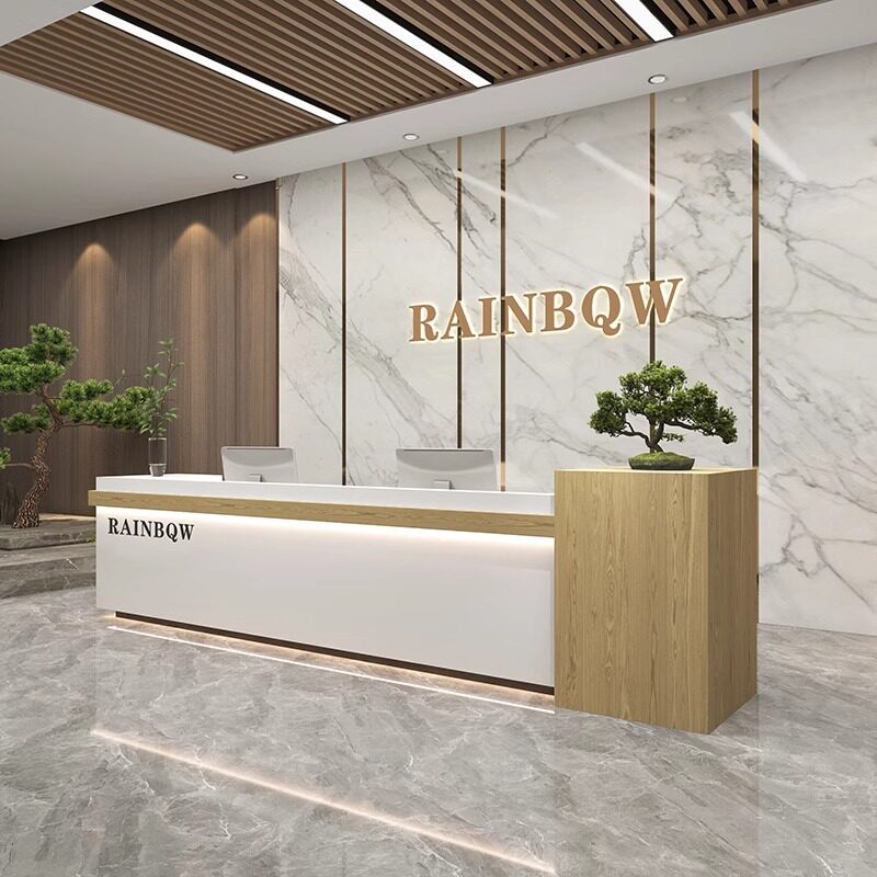 轻奢简约工业风现代公司酒店培训机构烤漆前台接待台收银台吧台