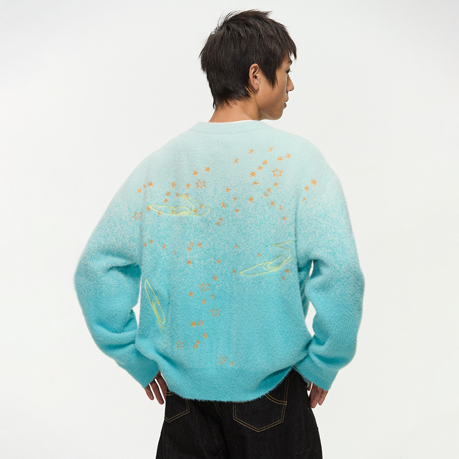 江南先生NewJNXS仿貂毛渐变色星星长袖毛衣秋冬保暖落肩针织上衣,男装,针织衫/毛衣,淘宝优惠券,粉丝福利购,淘宝优惠卷