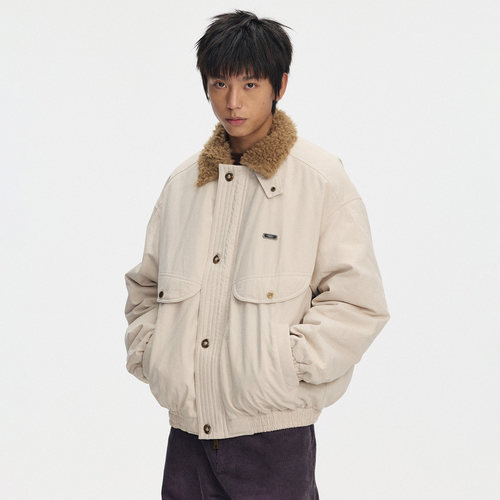 【chammy专属】江南先生毛领bomber工装夹克棉服冬宽松棉衣外套