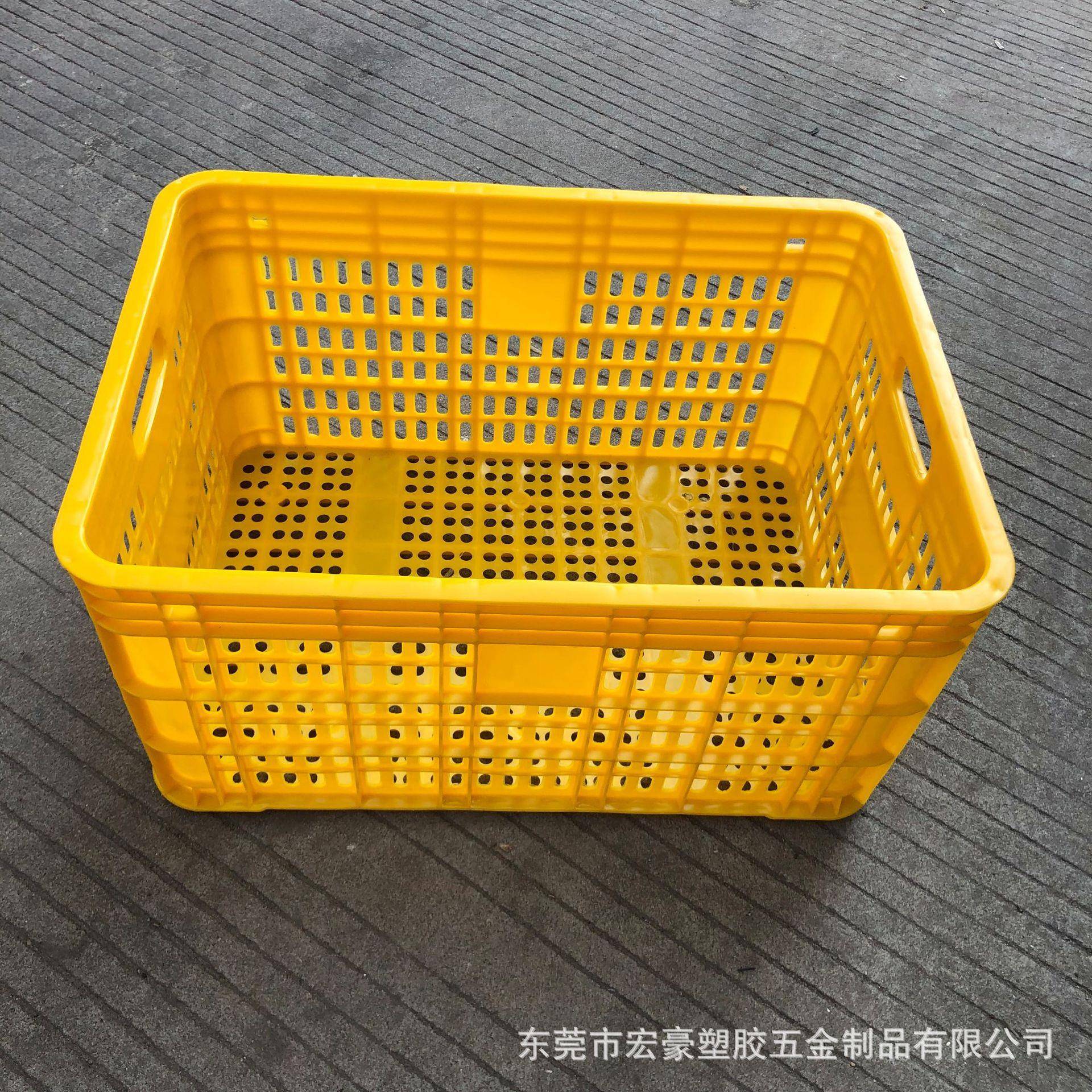 现货供应新料熟胶广西2KG加厚黄色塑料水果箩50斤桔子有孔水果筐