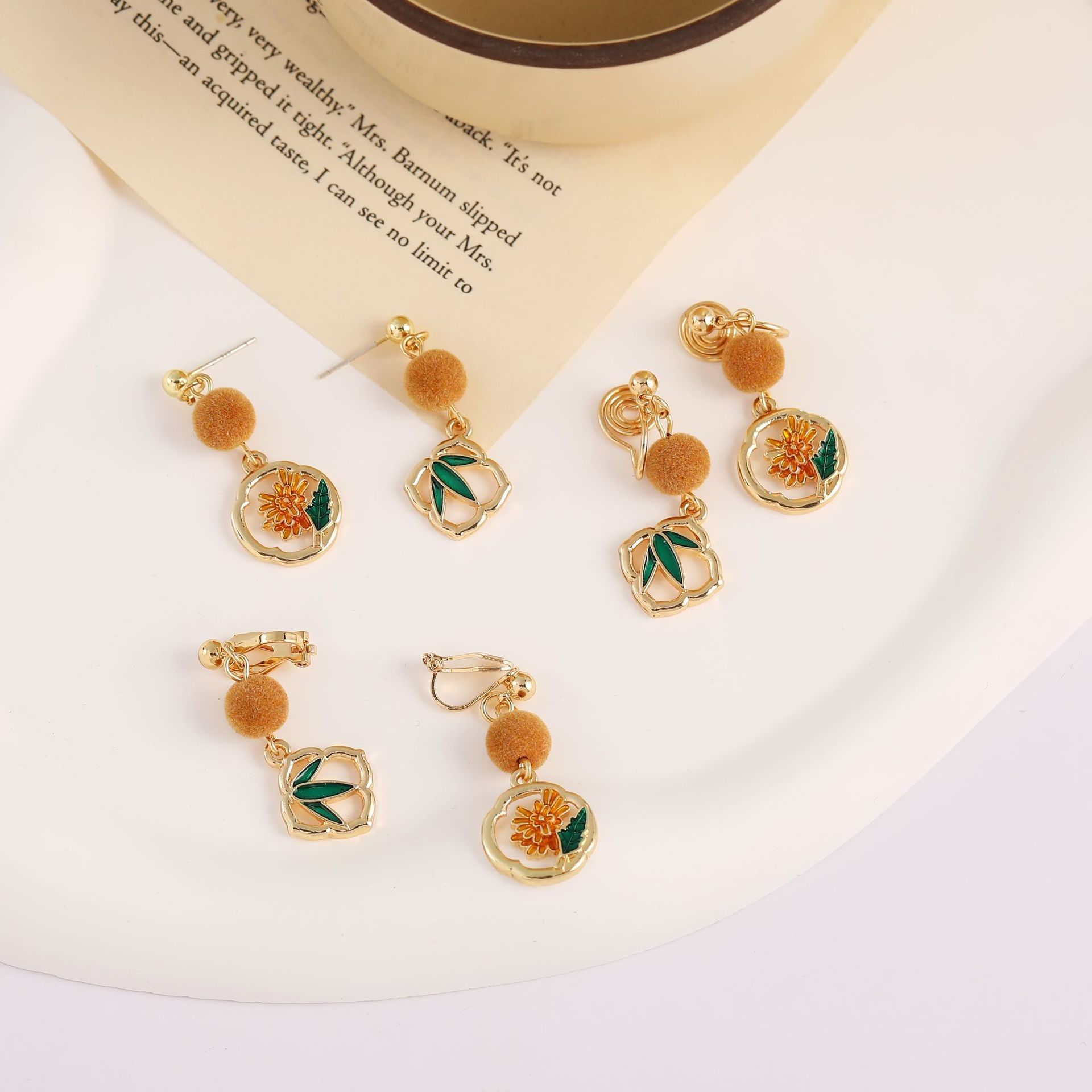 复古花朵耳环女金色小众设计感时尚简约耳饰,饰品/流行首饰/时尚饰品新,耳环,淘宝优惠券,粉丝福利购,淘宝优惠卷