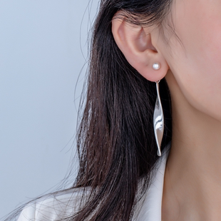 波纹丝带金属两戴式耳钉重工复古小众设计感耳饰