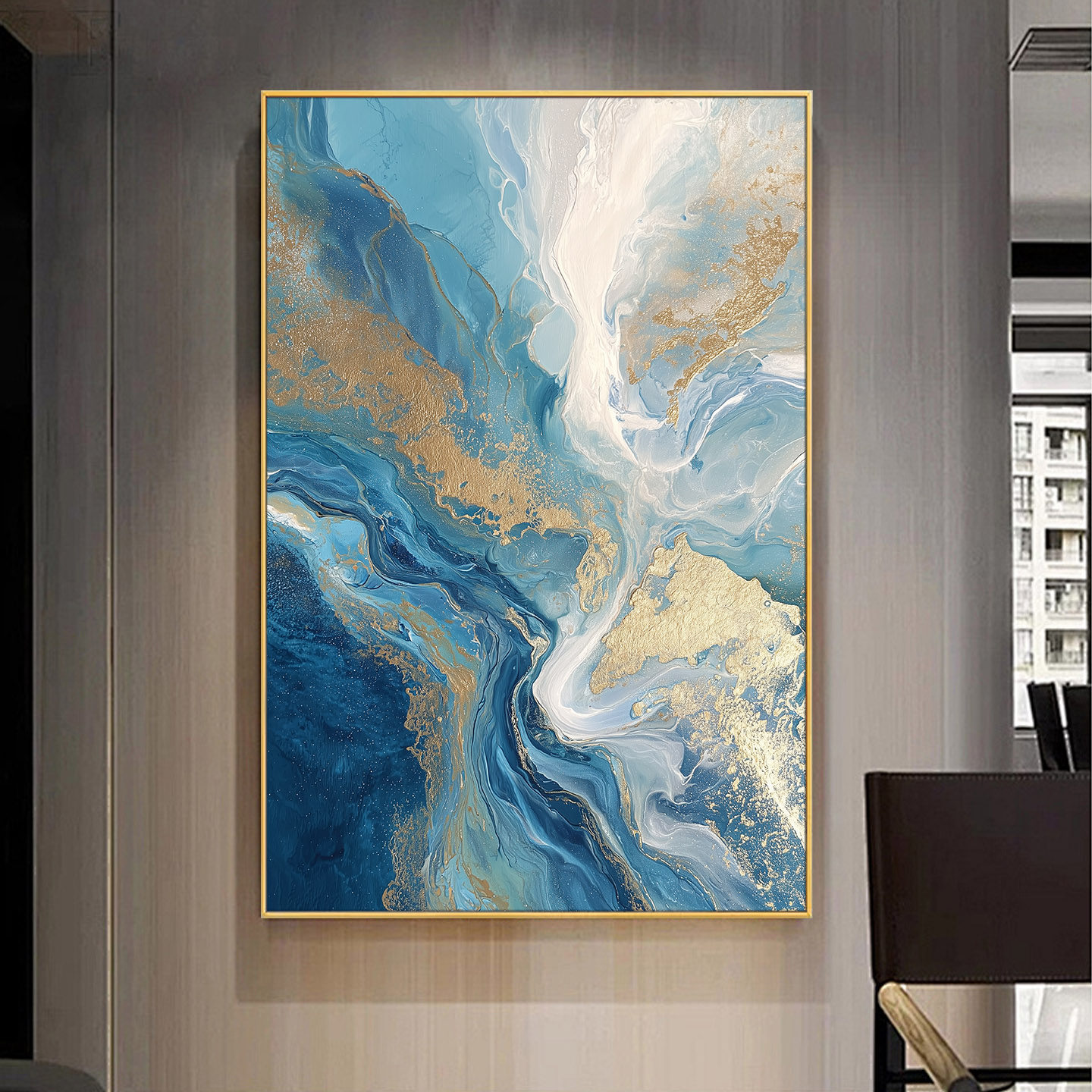 翼图大芬现代轻奢抽象肌理感手绘油画客厅挂画墙面个性艺术装饰画
